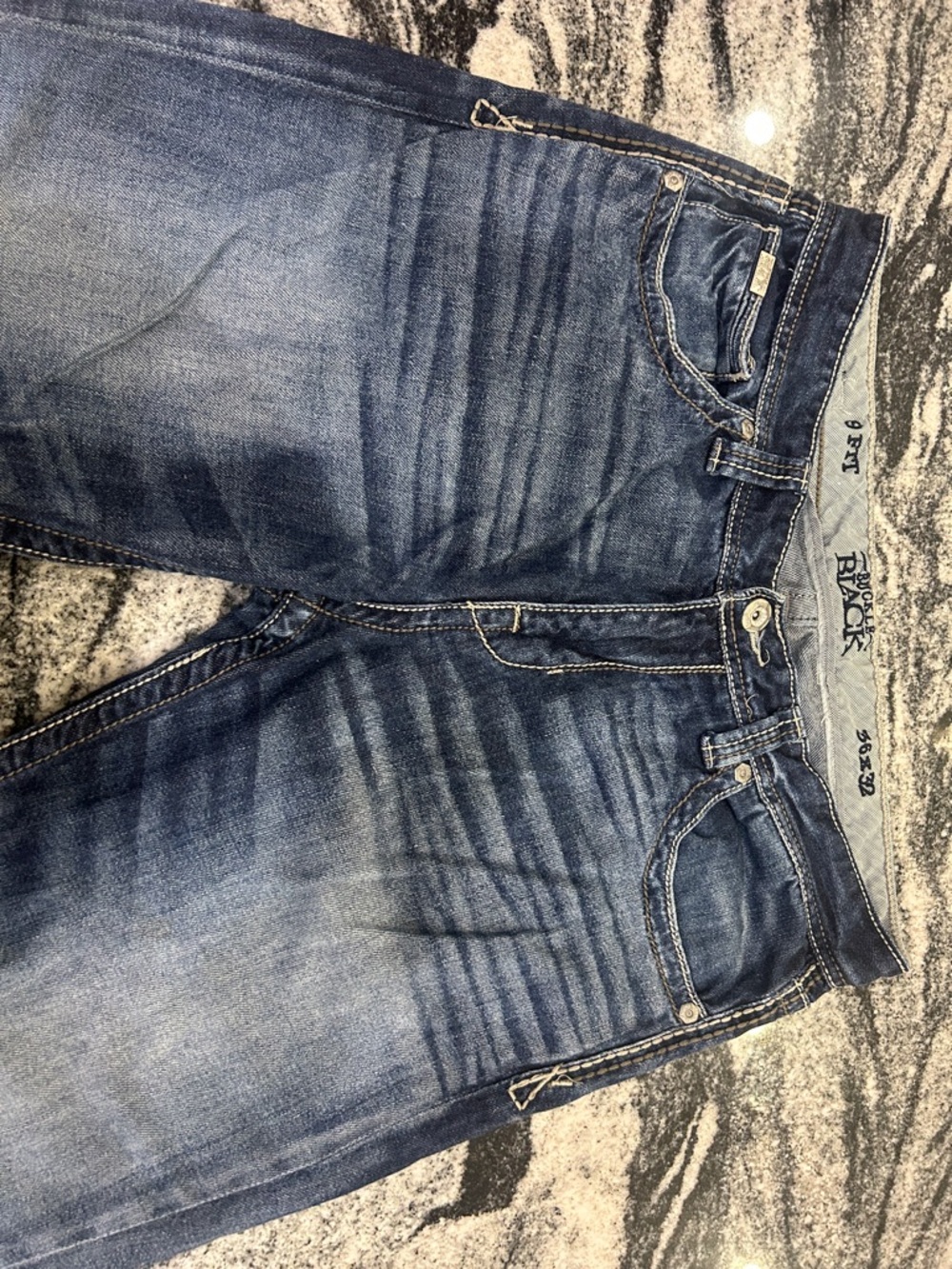 Rock Revival Men’s Distressed Medium Blue Straight Jeans